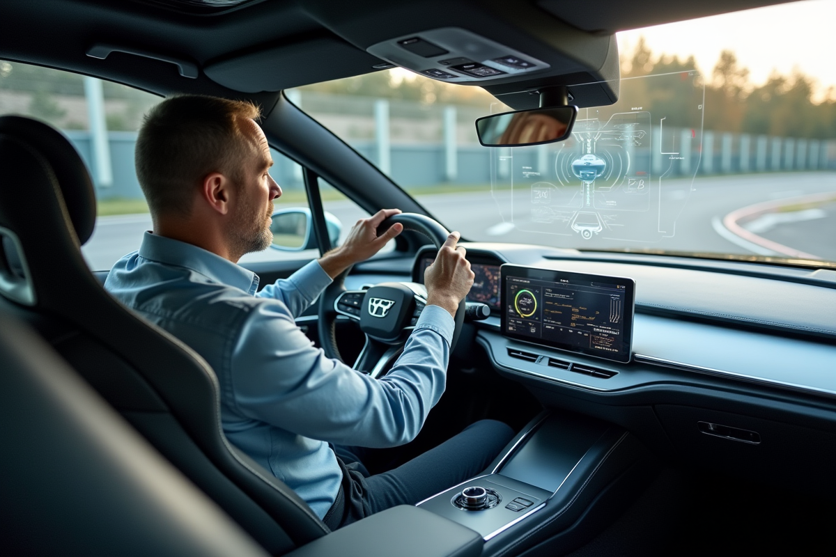 Designer automobile homme avec interface holographique