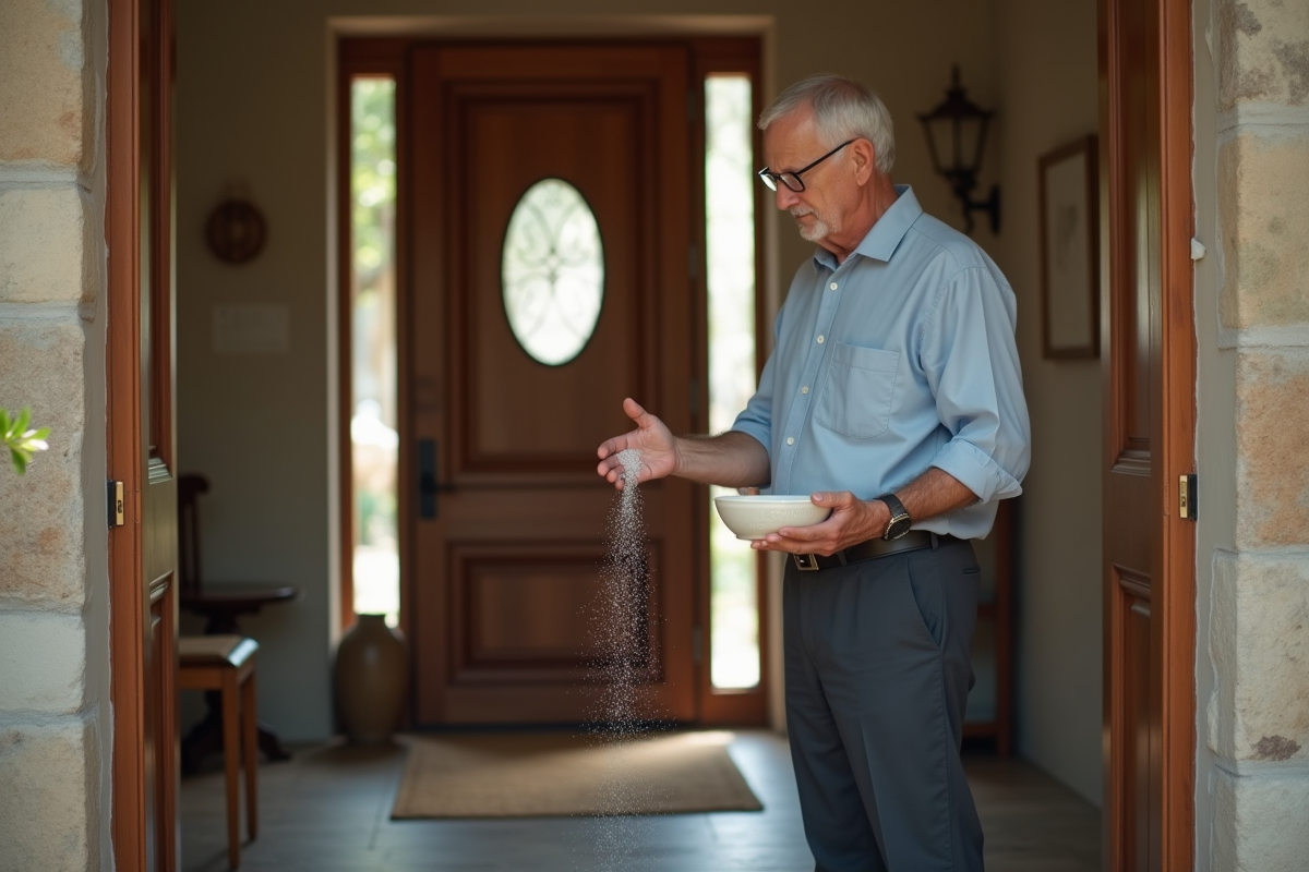 Homme versant du sel dans l